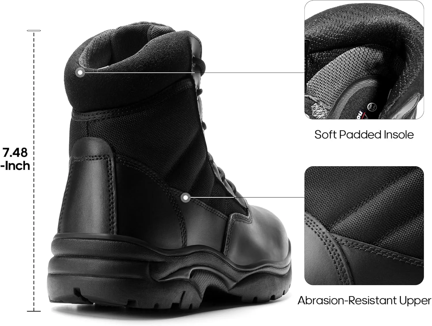 NORTIV 8 Men's Waterproof Tactical Work Boots Leather Outdoor Hiking Military 6 Inches Motorcycle Combat Boots Contractor