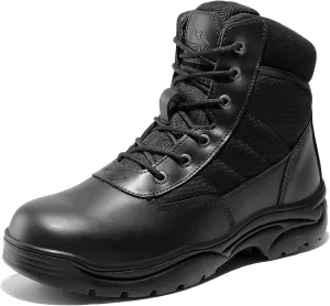 NORTIV 8 Men's Waterproof Tactical Work Boots Leather Outdoor Hiking Military 6 Inches Motorcycle Combat Boots Contractor
