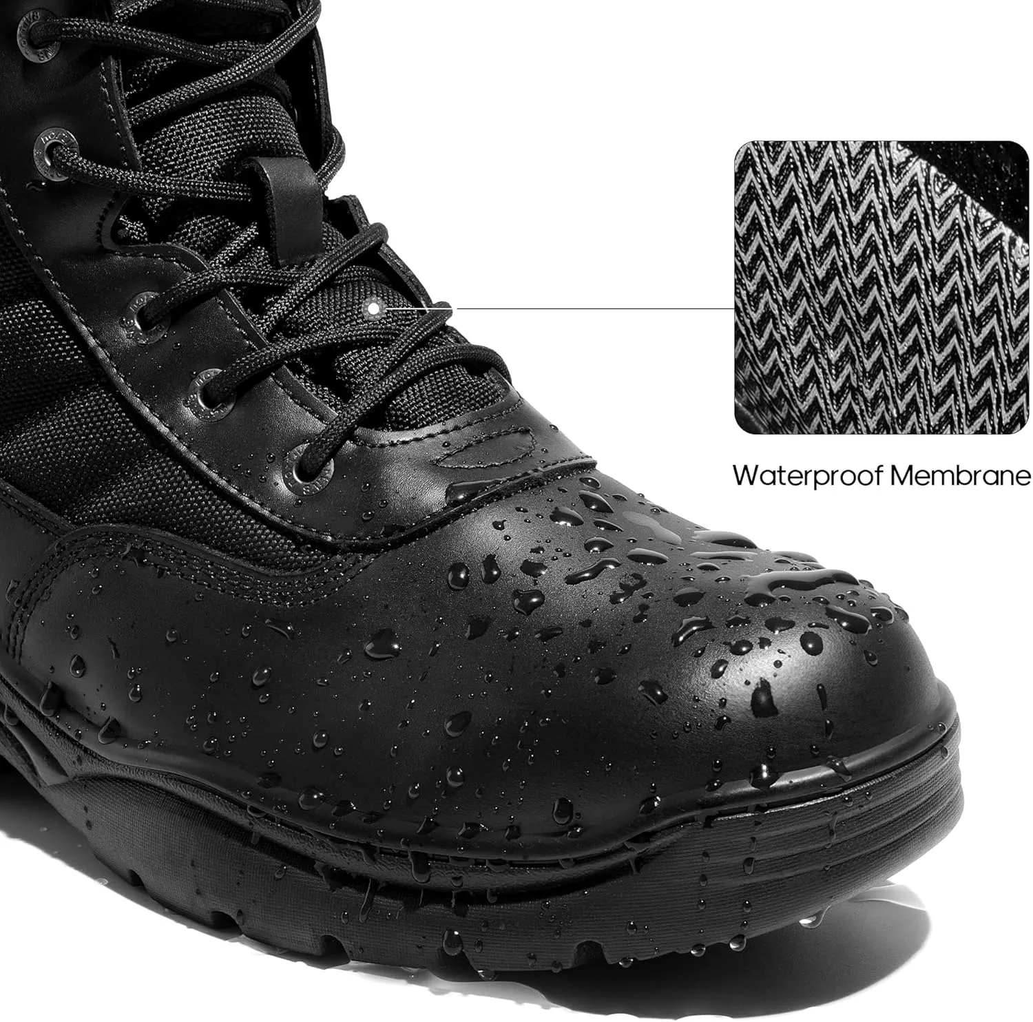 NORTIV 8 Men's Waterproof Tactical Work Boots Leather Outdoor Hiking Military 6 Inches Motorcycle Combat Boots Contractor