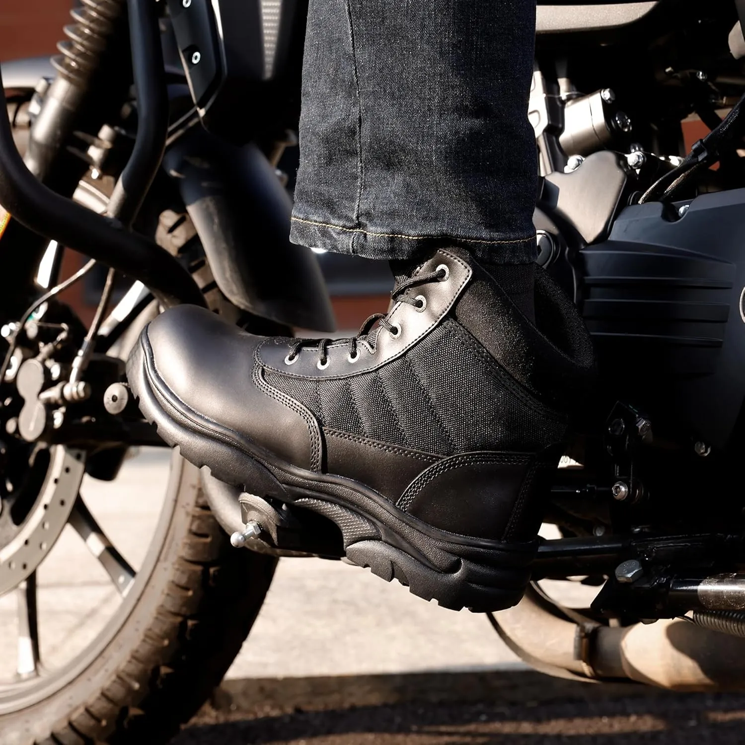 NORTIV 8 Men's Waterproof Tactical Work Boots Leather Outdoor Hiking Military 6 Inches Motorcycle Combat Boots Contractor