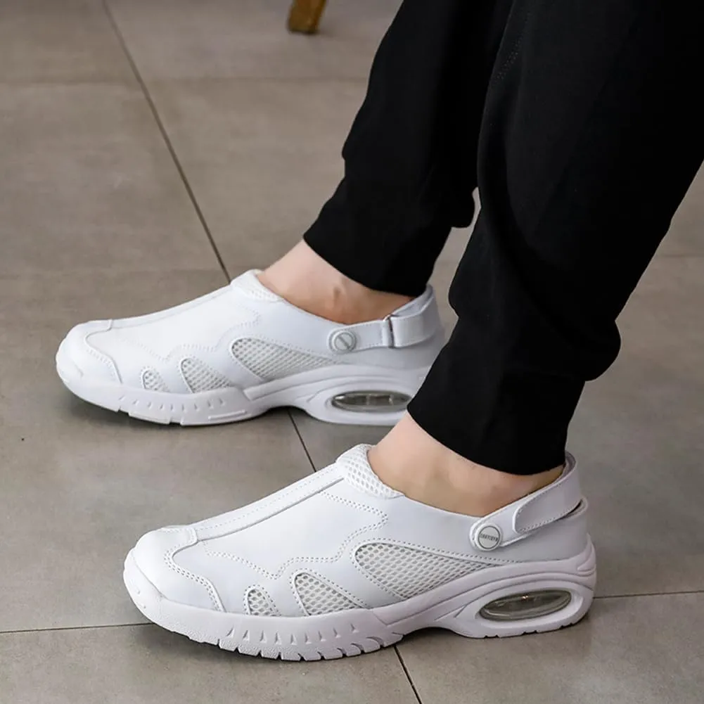 Nurse Shoes for Women Comfortable Nursing Shoes Slip On Waterproof Healthcare Work Sneakers White Leather for Running Gym
