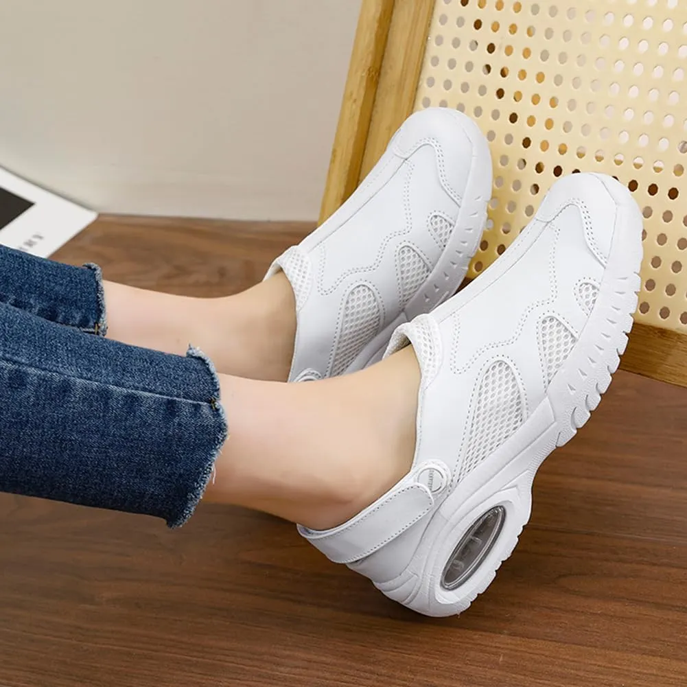 Nurse Shoes for Women Comfortable Nursing Shoes Slip On Waterproof Healthcare Work Sneakers White Leather for Running Gym