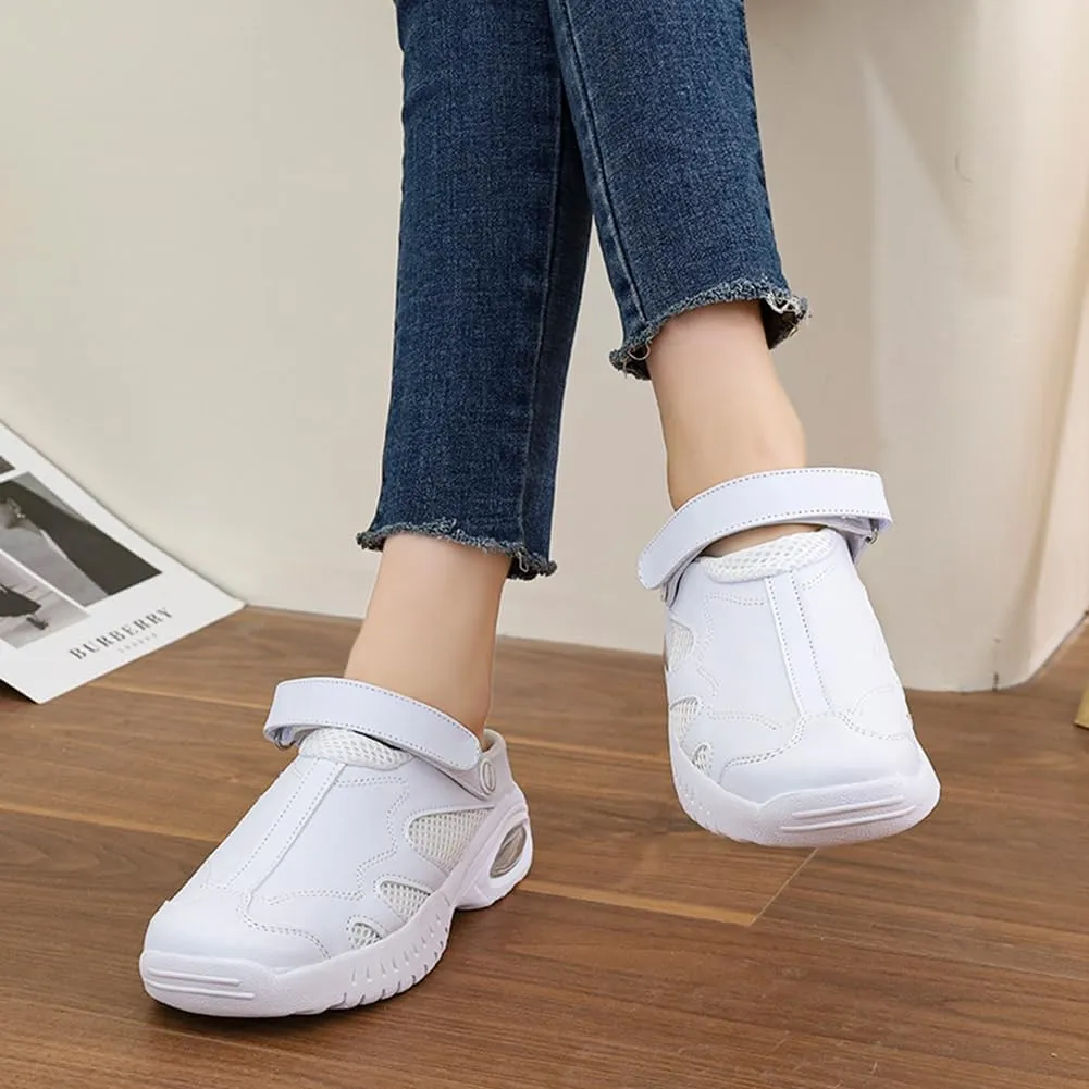 Nurse Shoes for Women Comfortable Nursing Shoes Slip On Waterproof Healthcare Work Sneakers White Leather for Running Gym