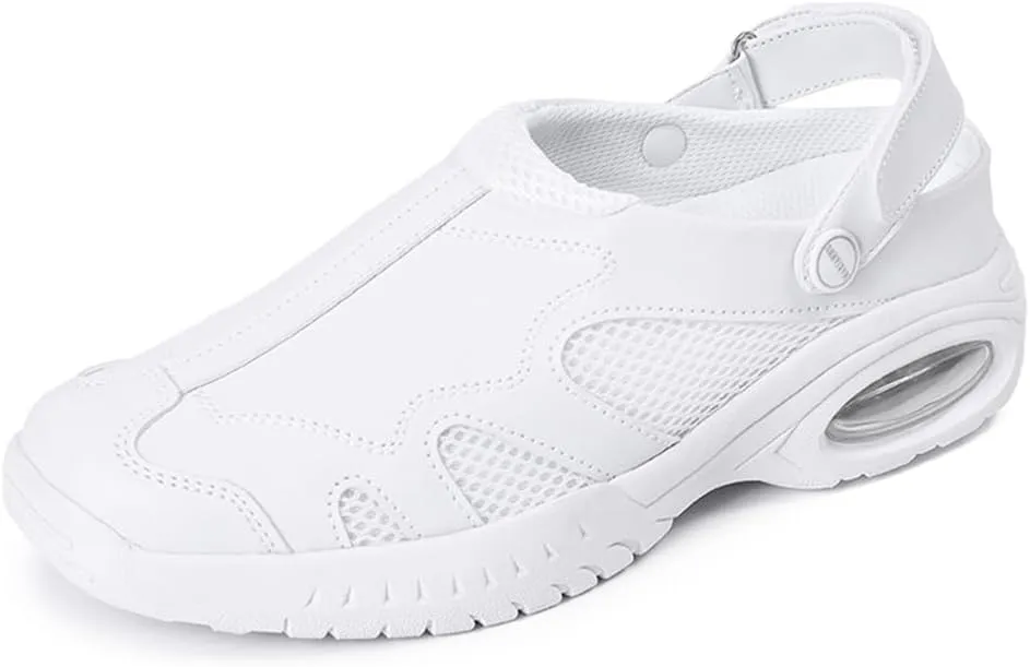Nurse Shoes for Women Comfortable Nursing Shoes Slip On Waterproof Healthcare Work Sneakers White Leather for Running Gym