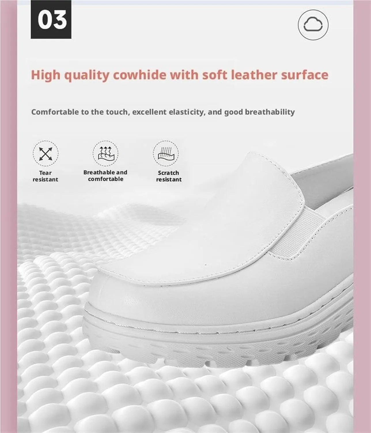 Nurses Shoes for Women Slip On Lightweight White Slip Resistant Work for Women with Arch Support Healthcare