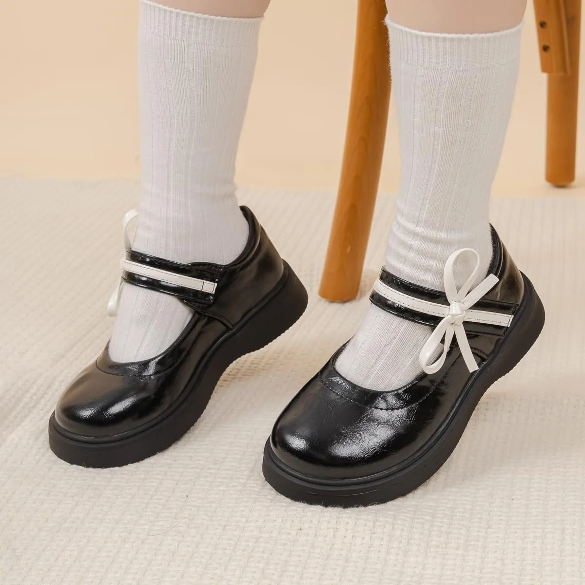 Oamico Toddler Girls Dress Shoes Loafers School Uniform Mary Jane Flats Thick Non-Slip Sole Casual Shoe (Toddler/Little Kids)