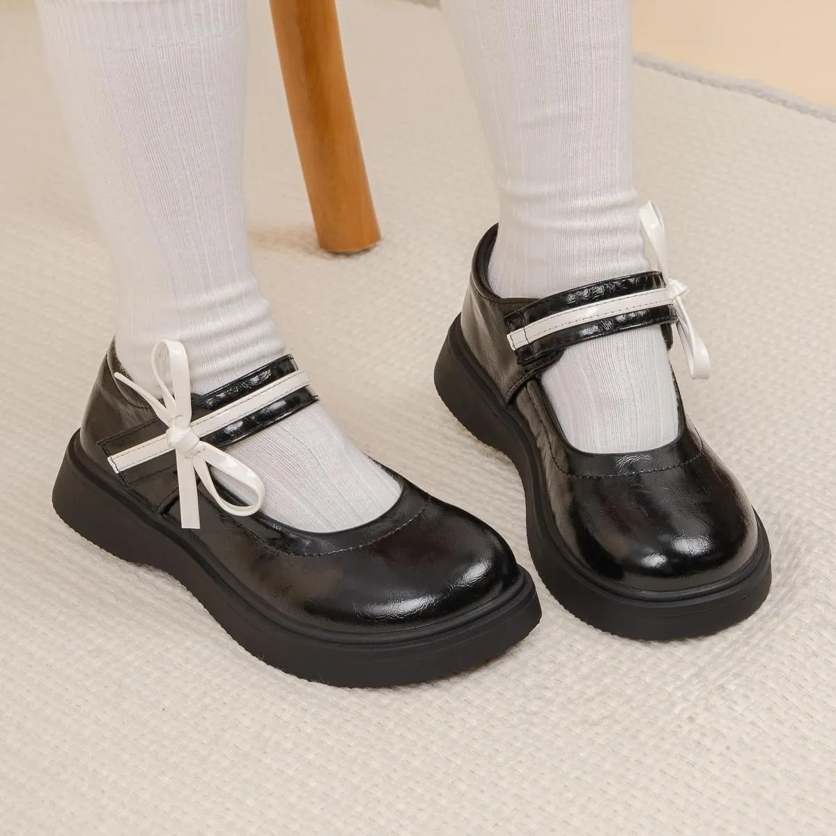 Oamico Toddler Girls Dress Shoes Loafers School Uniform Mary Jane Flats Thick Non-Slip Sole Casual Shoe (Toddler/Little Kids)