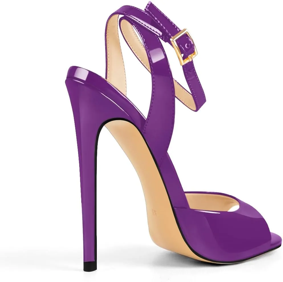onlymaker Women's Fashion Peep Toe Ankle Sandals Cross Buckle Strap Sexy Open-back Stiletto High Heel Sandals