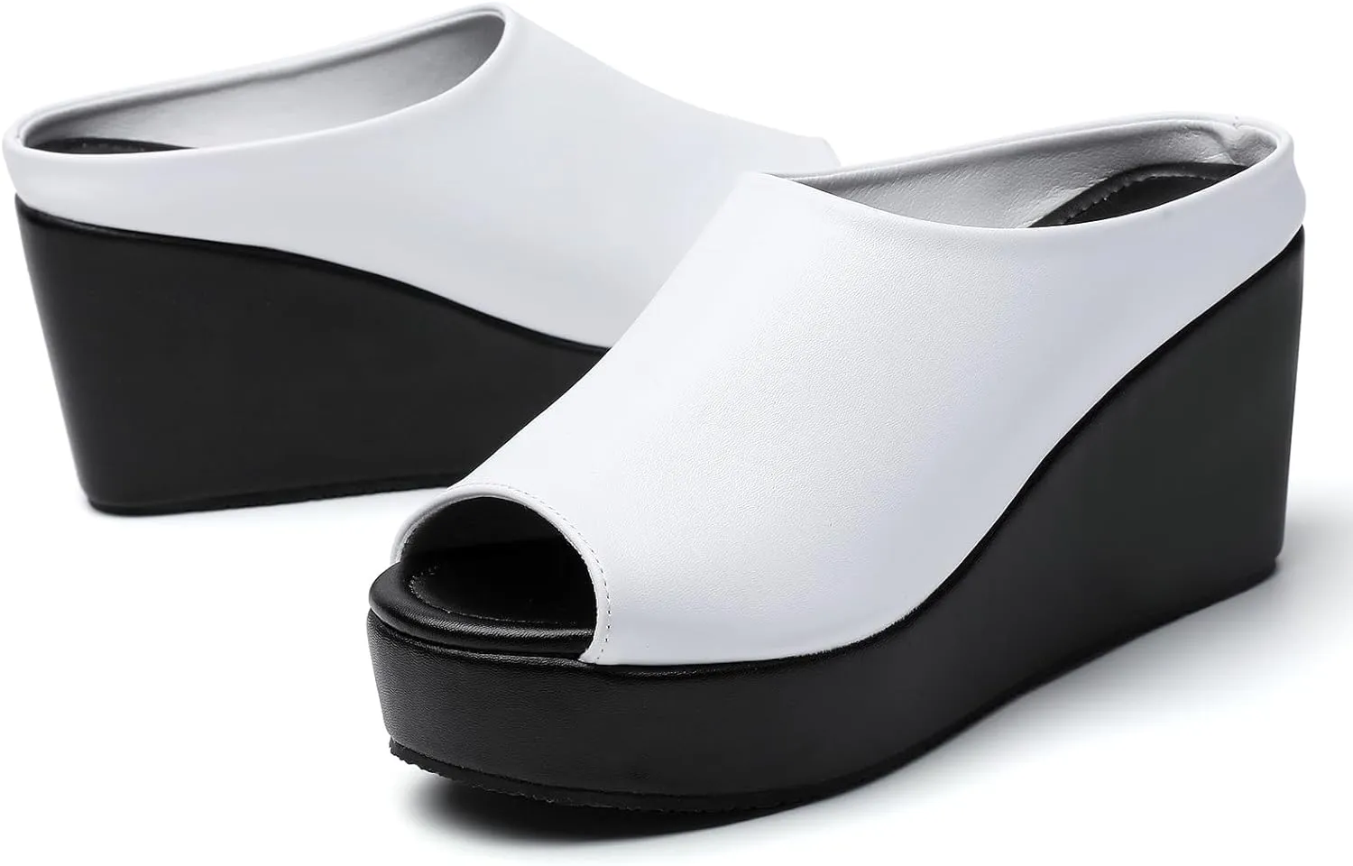 Orthopedic Wedge Sandals Women - Walking Shoes Leather Wedge Slides for Women Dressy Platform - Comfortable & Lightweight Fashion Casual Heels