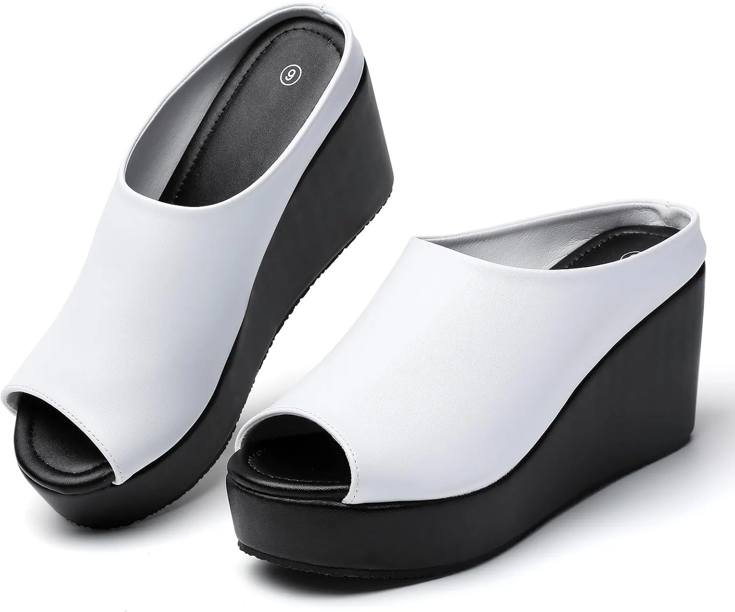Orthopedic Wedge Sandals Women - Walking Shoes Leather Wedge Slides for Women Dressy Platform - Comfortable & Lightweight Fashion Casual Heels