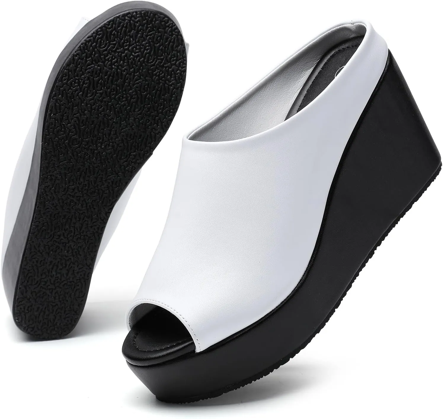 Orthopedic Wedge Sandals Women - Walking Shoes Leather Wedge Slides for Women Dressy Platform - Comfortable & Lightweight Fashion Casual Heels