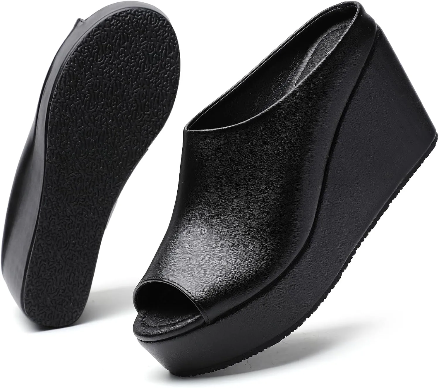 Orthopedic Wedge Sandals Women - Walking Shoes Leather Wedge Slides for Women Dressy Platform - Comfortable & Lightweight Fashion Casual Heels