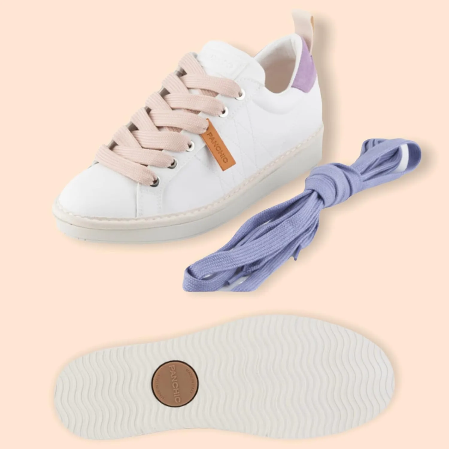 P01 Leather Fashion Sneakers - Women's Low Top Casual Shoes Walking Sustainable Italian