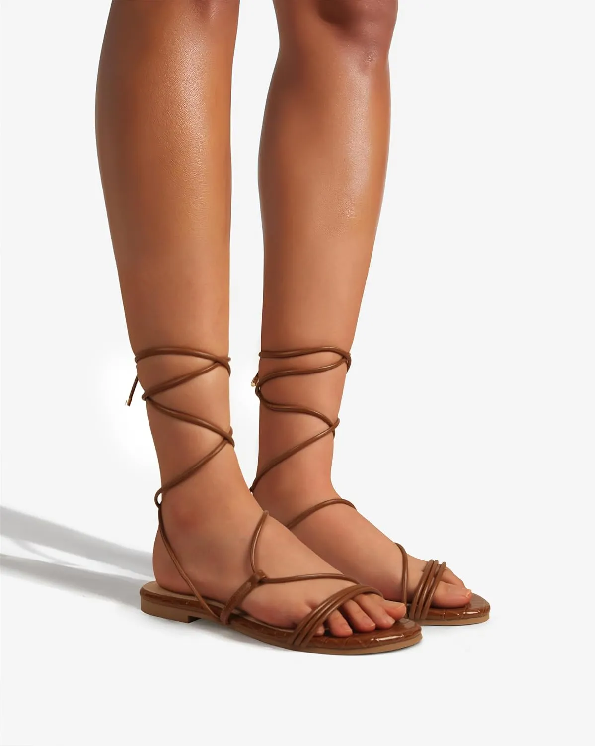 PARTY Women's Strappy Sandals Lace Up Flats Tie Up Open Toe Ankle Strap Shoes