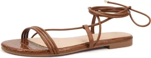 PARTY Women's Strappy Sandals Lace Up Flats Tie Up Open Toe Ankle Strap Shoes