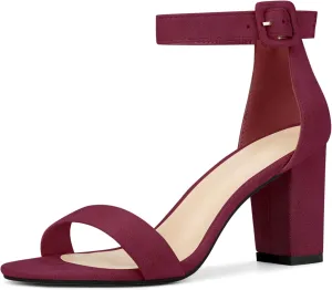 Perphy Ankle Strap Open Toe Chunky High Heels Sandals for Women