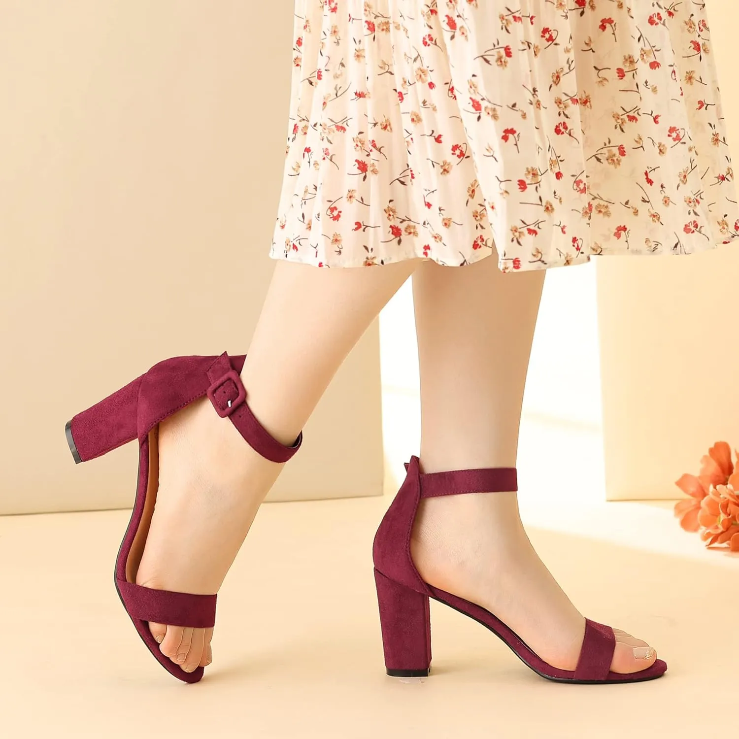 Perphy Ankle Strap Open Toe Chunky High Heels Sandals for Women