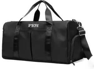 Personalized Duffel Bag Embroidered Sports Gym Bag Travel with Wet Dry Pockets & Shoe Compartment Gift For Groomsman,Bridesmaid (Black)