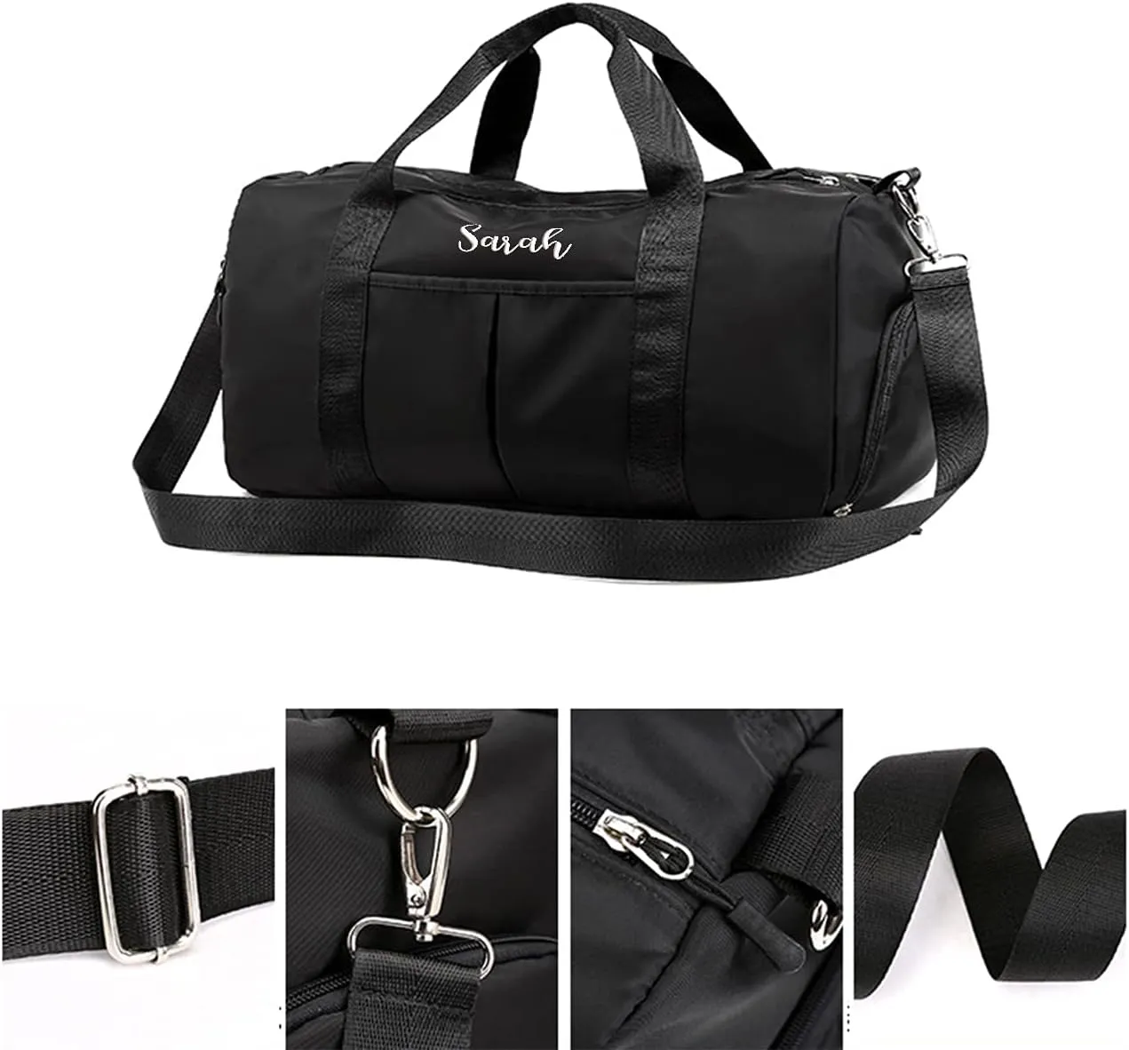 Personalized Duffel Bag Embroidered Sports Gym Bag Travel with Wet Dry Pockets & Shoe Compartment Gift For Groomsman,Bridesmaid (Black)