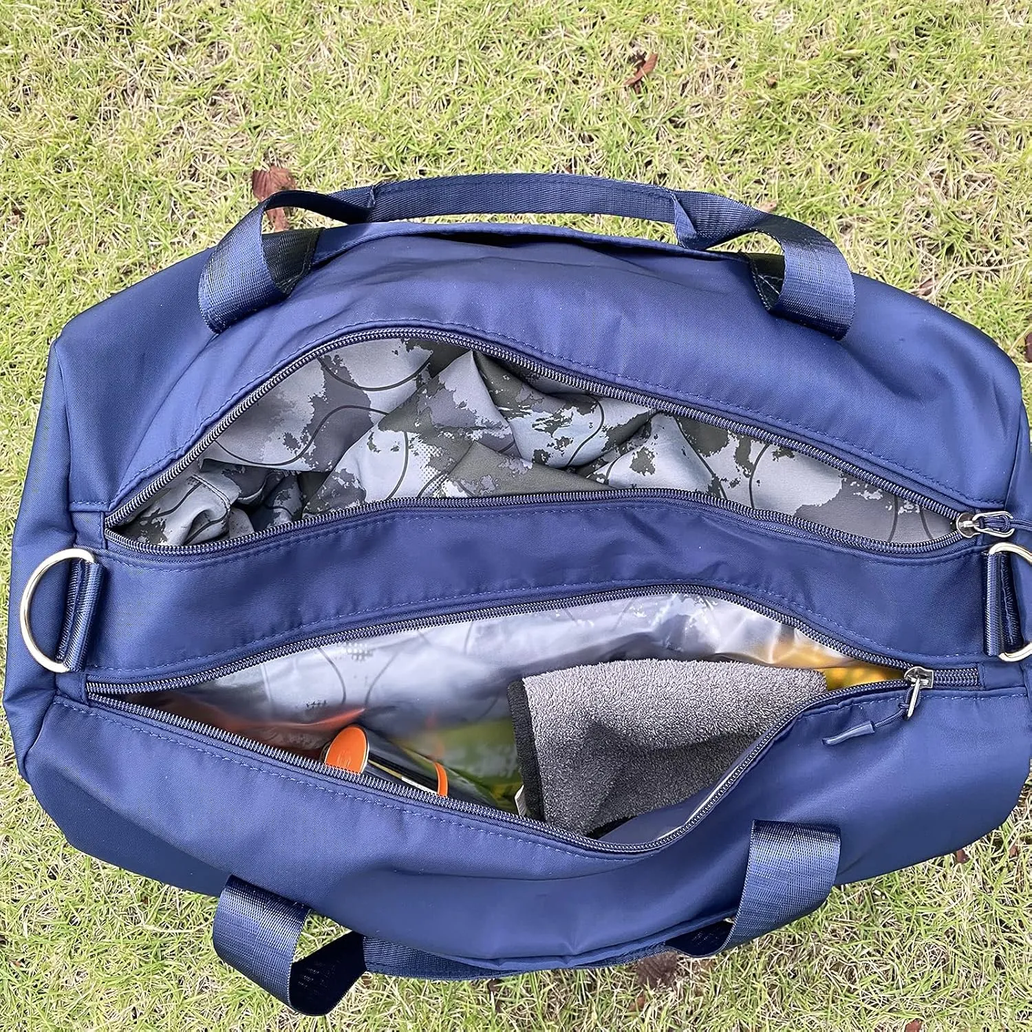 Personalized Duffel Bag Embroidered Sports Gym Bag Travel with Wet Dry Pockets & Shoe Compartment Gift For Groomsman,Bridesmaid (Navy Blue)