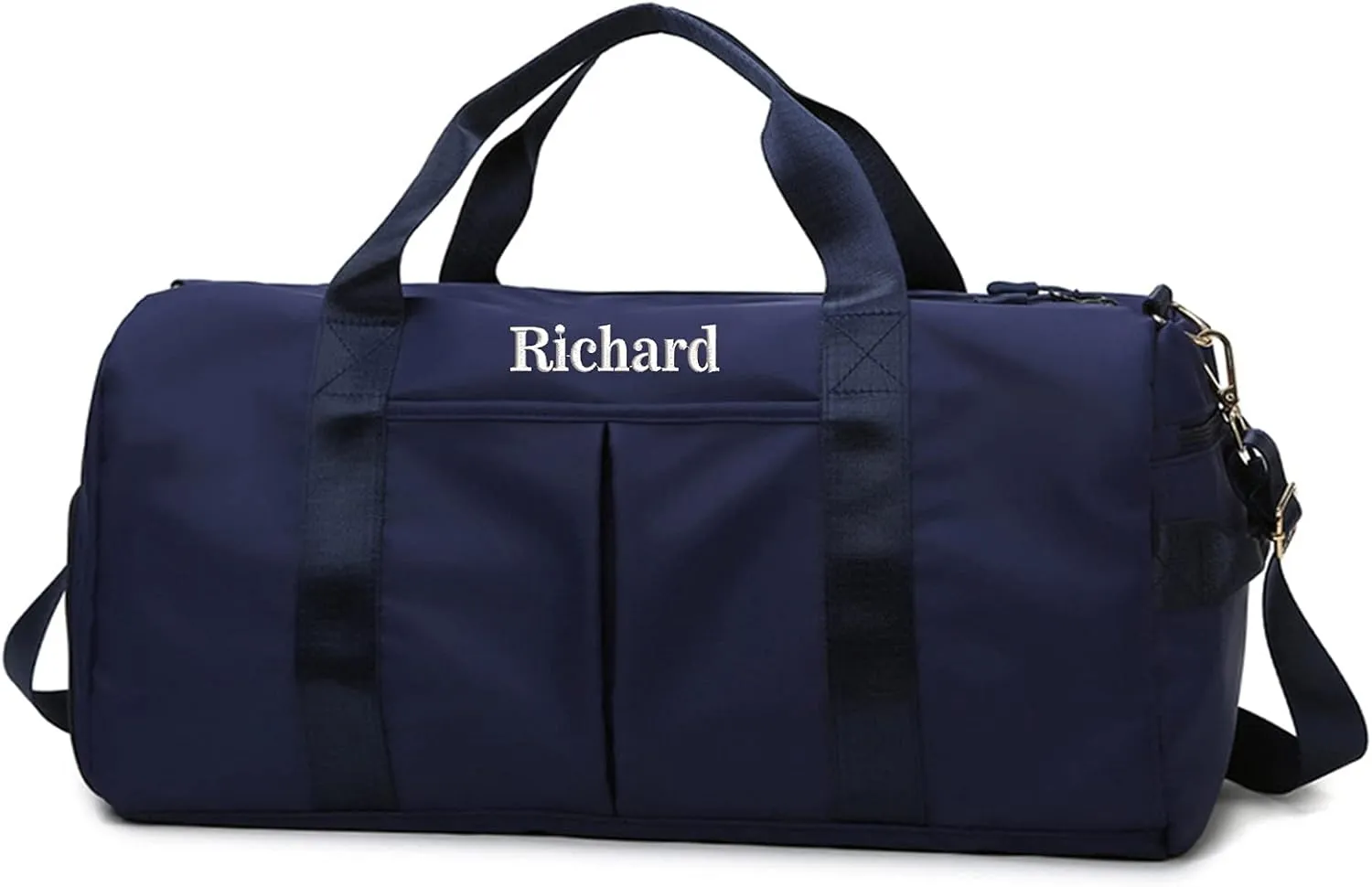 Personalized Duffel Bag Embroidered Sports Gym Bag Travel with Wet Dry Pockets & Shoe Compartment Gift For Groomsman,Bridesmaid (Navy Blue)