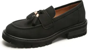 Platform Loafers for Women Patent Leather Loafers for Women Tassel Slip On Loafers Faux Leather