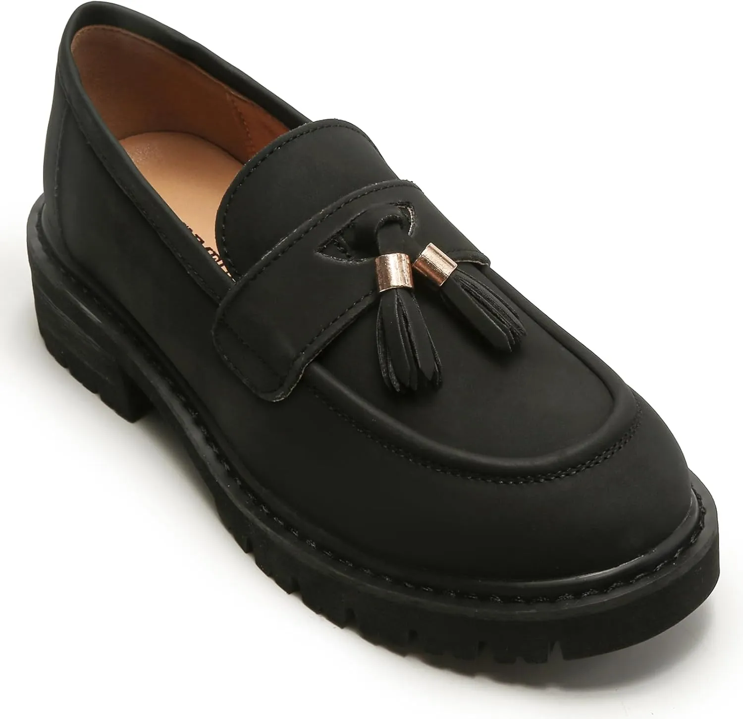 Platform Loafers for Women Patent Leather Loafers for Women Tassel Slip On Loafers Faux Leather