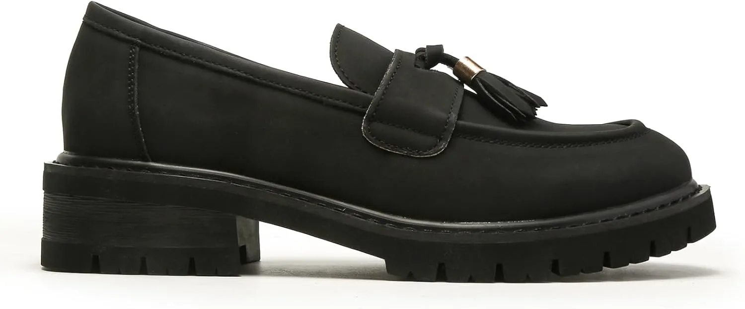Platform Loafers for Women Patent Leather Loafers for Women Tassel Slip On Loafers Faux Leather