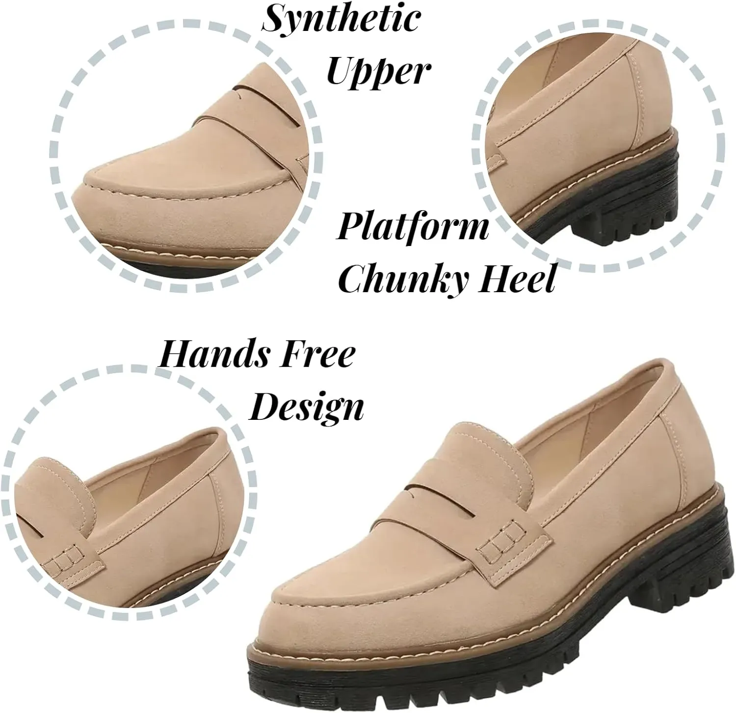 Platform Loafers for Women Suede Penny Loafer Comfort Driving Moccasins Casual Slip-Ons Flats Fashion Business Work Shoes