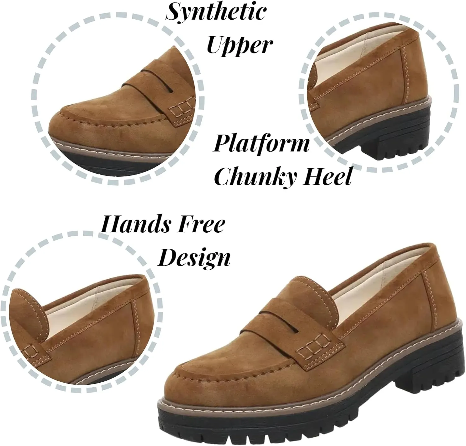 Platform Loafers for Women Suede Penny Loafer Comfort Driving Moccasins Casual Slip-Ons Flats Fashion Business Work Shoes