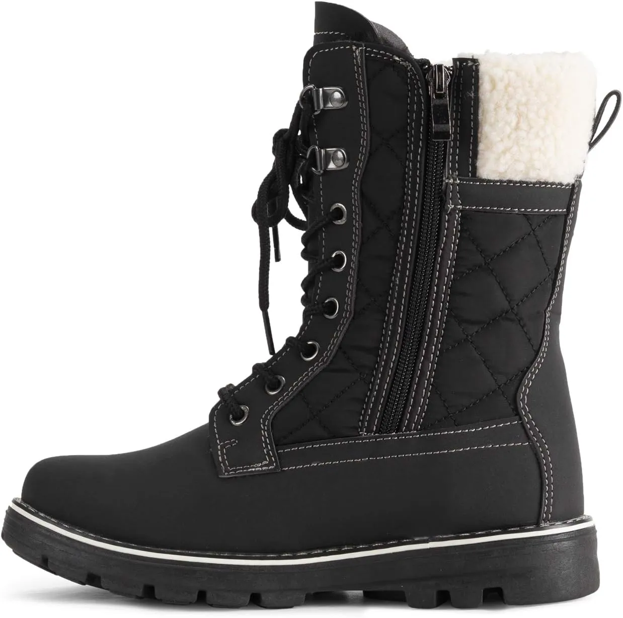 POLAR Womens Memory Foam Outside Pocket Inside Zip Thermal Waterproof Deep Tread Rubber Sole Snow Boots