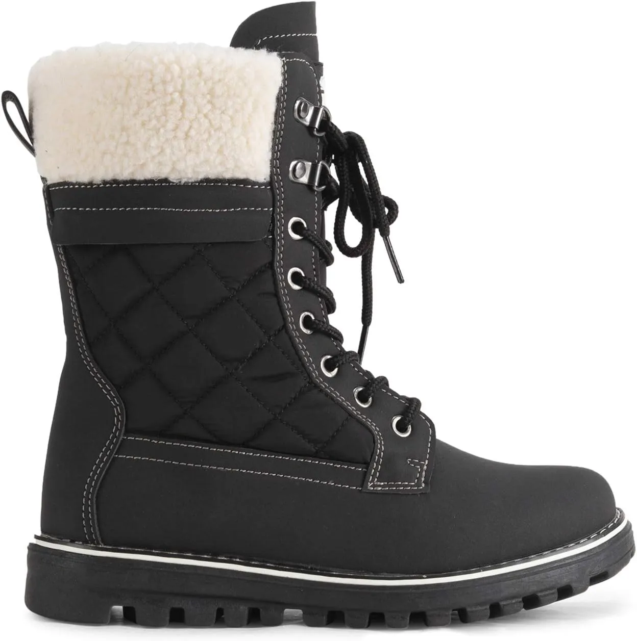POLAR Womens Memory Foam Outside Pocket Inside Zip Thermal Waterproof Deep Tread Rubber Sole Snow Boots
