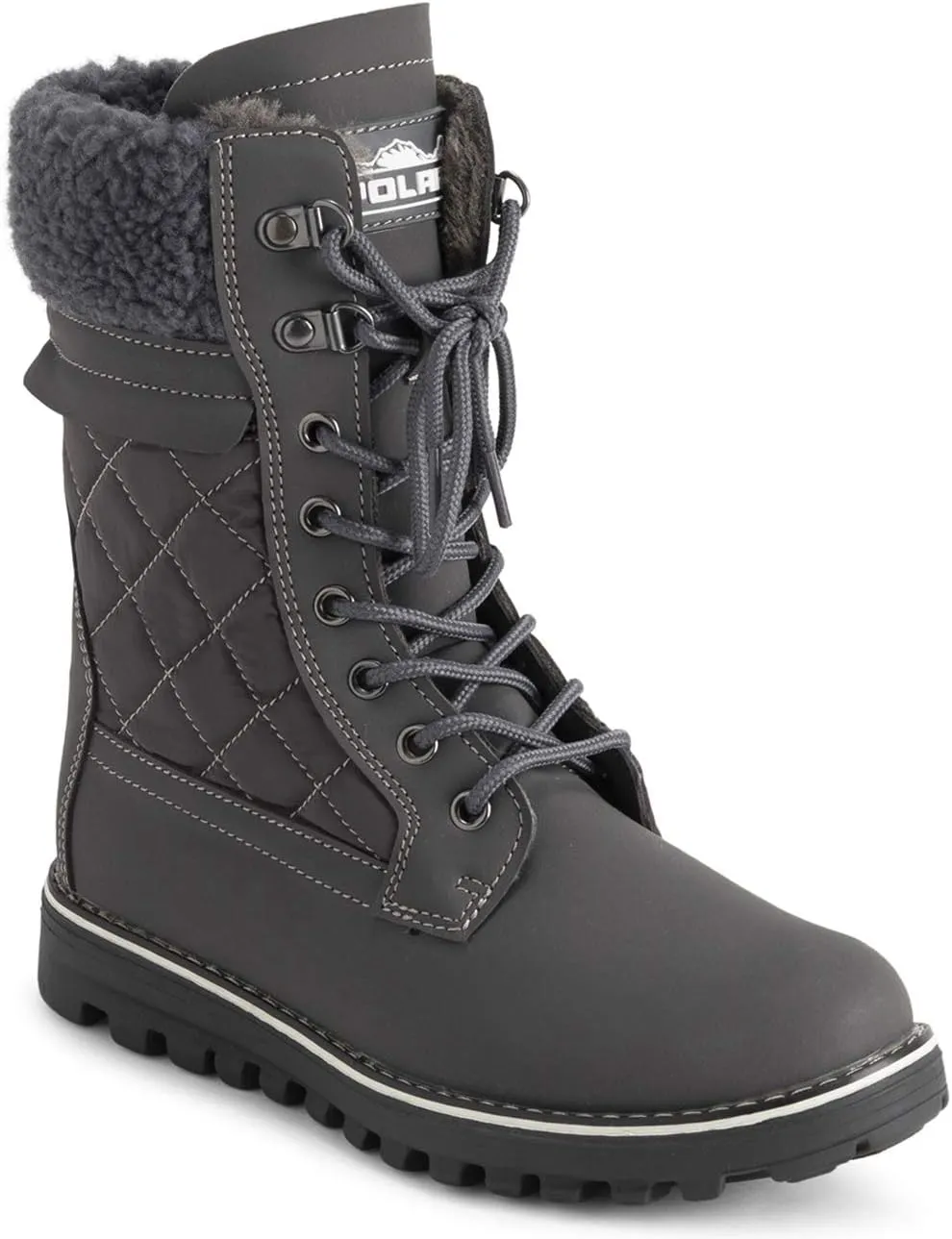 POLAR Womens Memory Foam Outside Pocket Inside Zip Thermal Waterproof Deep Tread Rubber Sole Snow Boots
