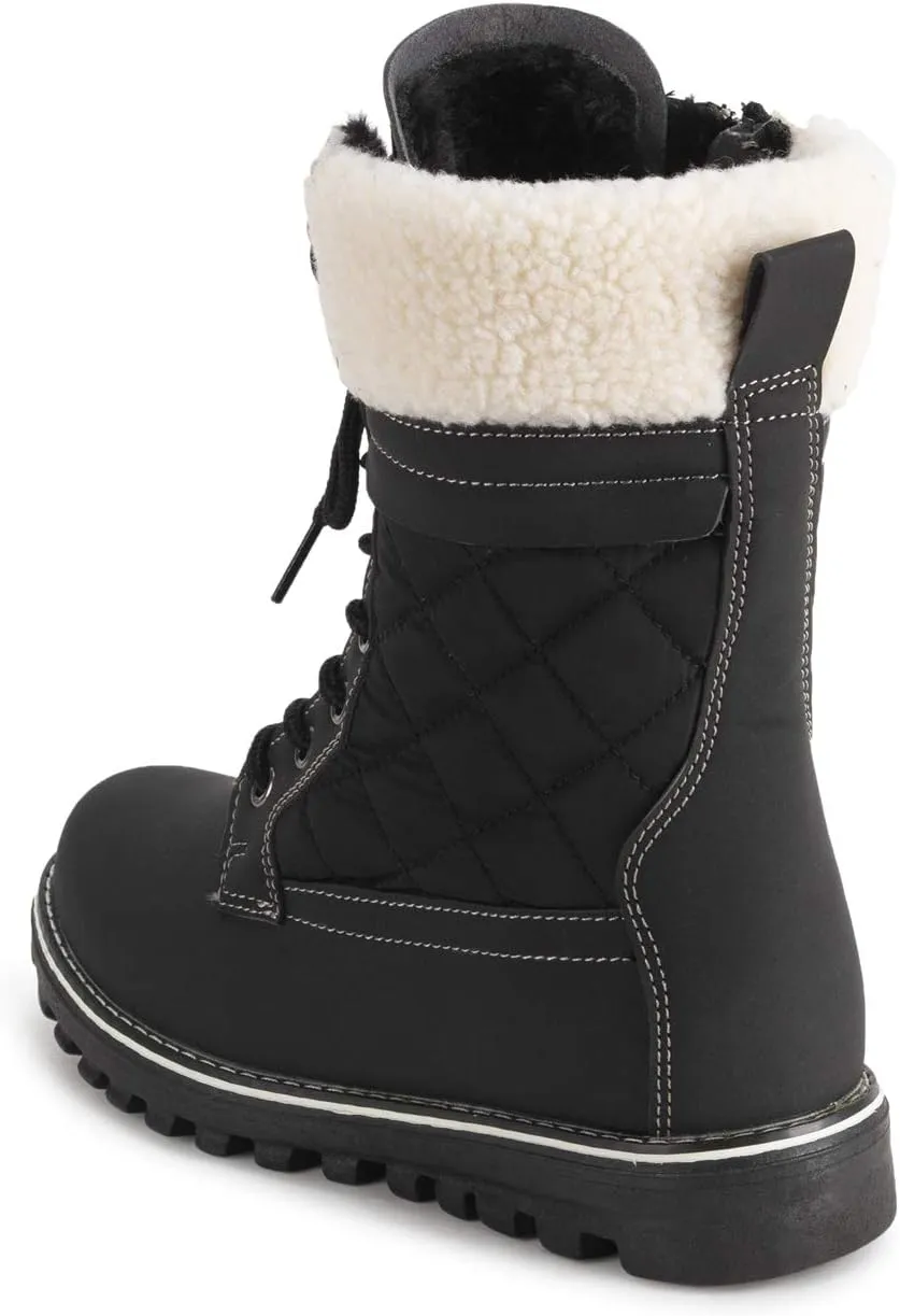 POLAR Womens Memory Foam Outside Pocket Inside Zip Thermal Waterproof Deep Tread Rubber Sole Snow Boots