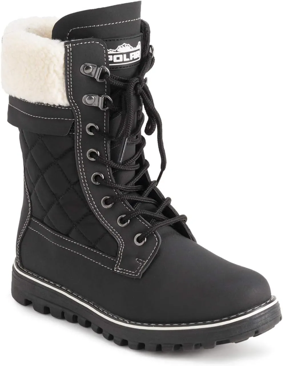 POLAR Womens Memory Foam Outside Pocket Inside Zip Thermal Waterproof Deep Tread Rubber Sole Snow Boots