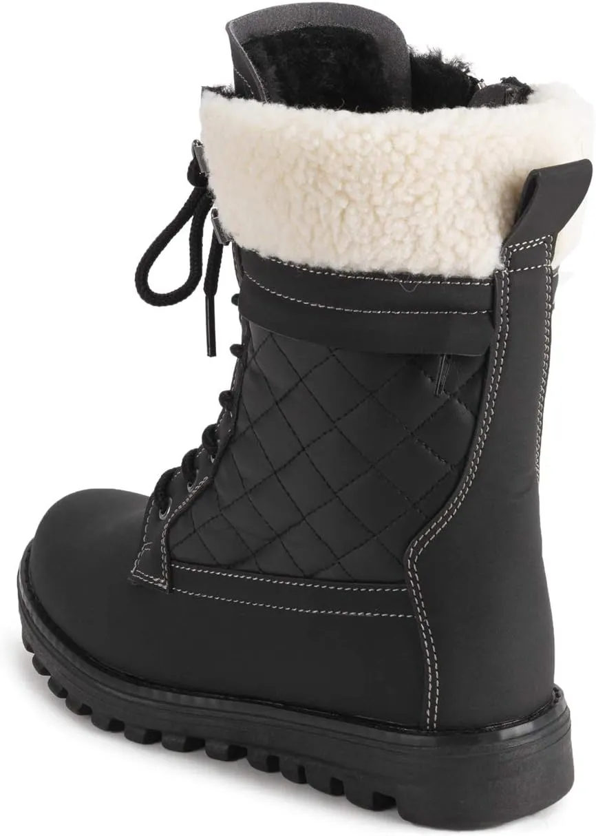 POLAR Womens Memory Foam Outside Pocket Inside Zip Thermal Waterproof Deep Tread Rubber Sole Snow Boots