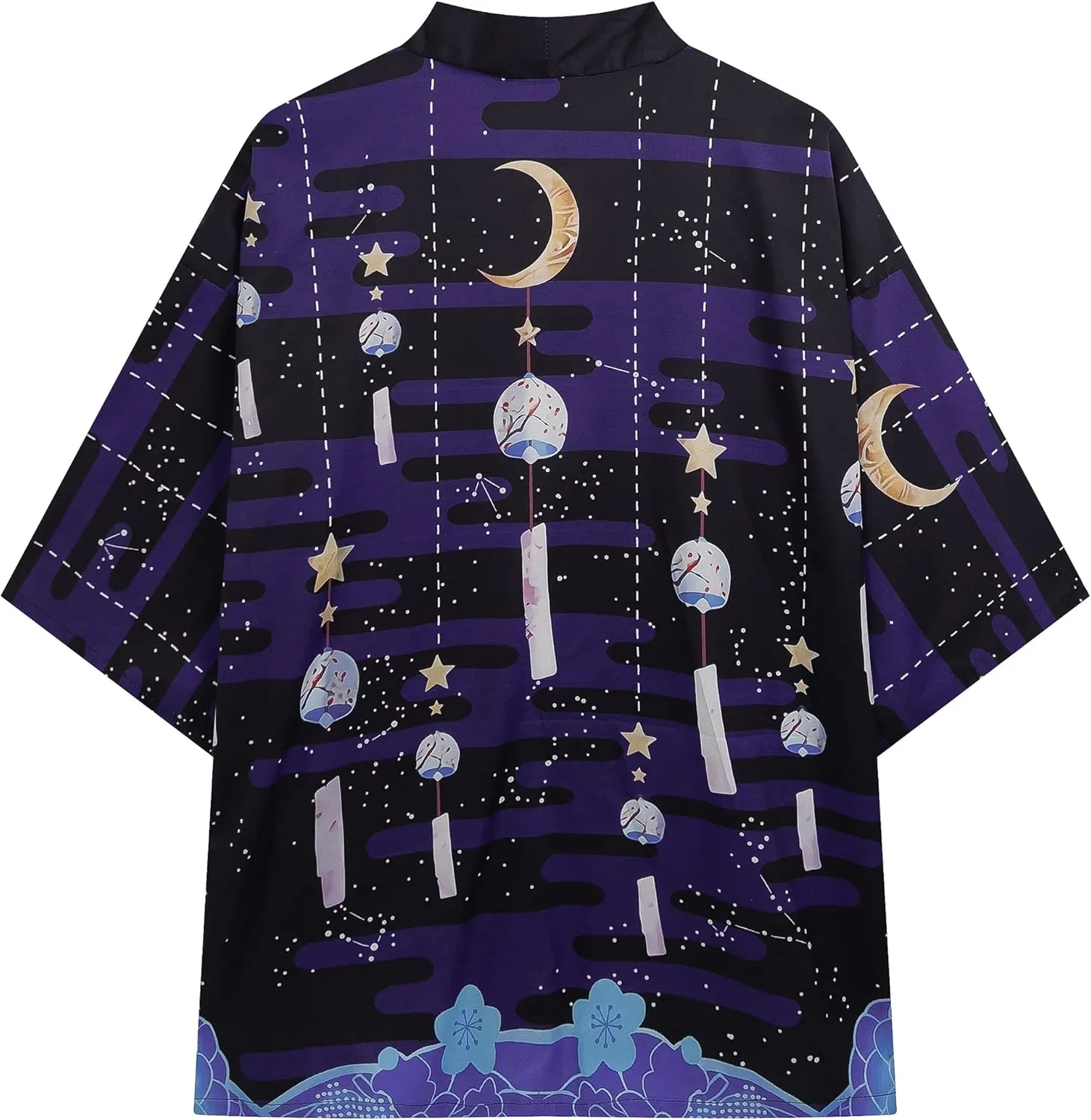 PRIJOUHE Mens Japanese Kimono Coat Suits Loose Open Front Seven Sleeve Kimono Cardigan Jacket with Shorts
