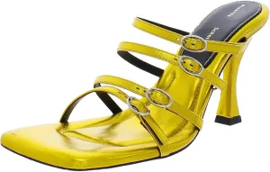 Proenza Schouler Square Sandals - 90 mm Metallic Nappa Gold EU 37 (US Women's 7) M