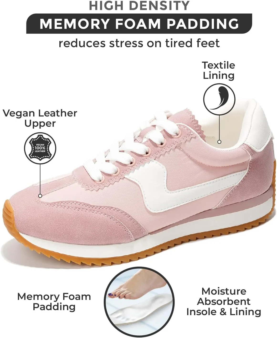 Project Cloud Fashion Sneakers for Women - Lace up Memory Foam Insole and Non-Slip Womens Shoes Dressy Casual Spring Shoes (Madison)