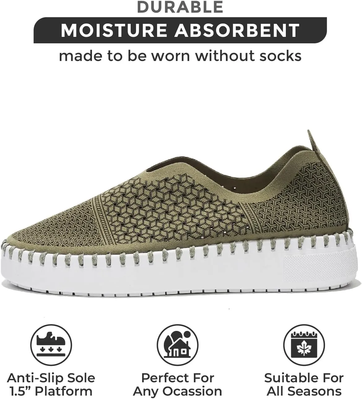Project Cloud Platform Sneakers for Women - Leather Insole Loafers for Women with Memory Foam - Casual Slip On Womens Loafers with Flexible Outsole (Aster)