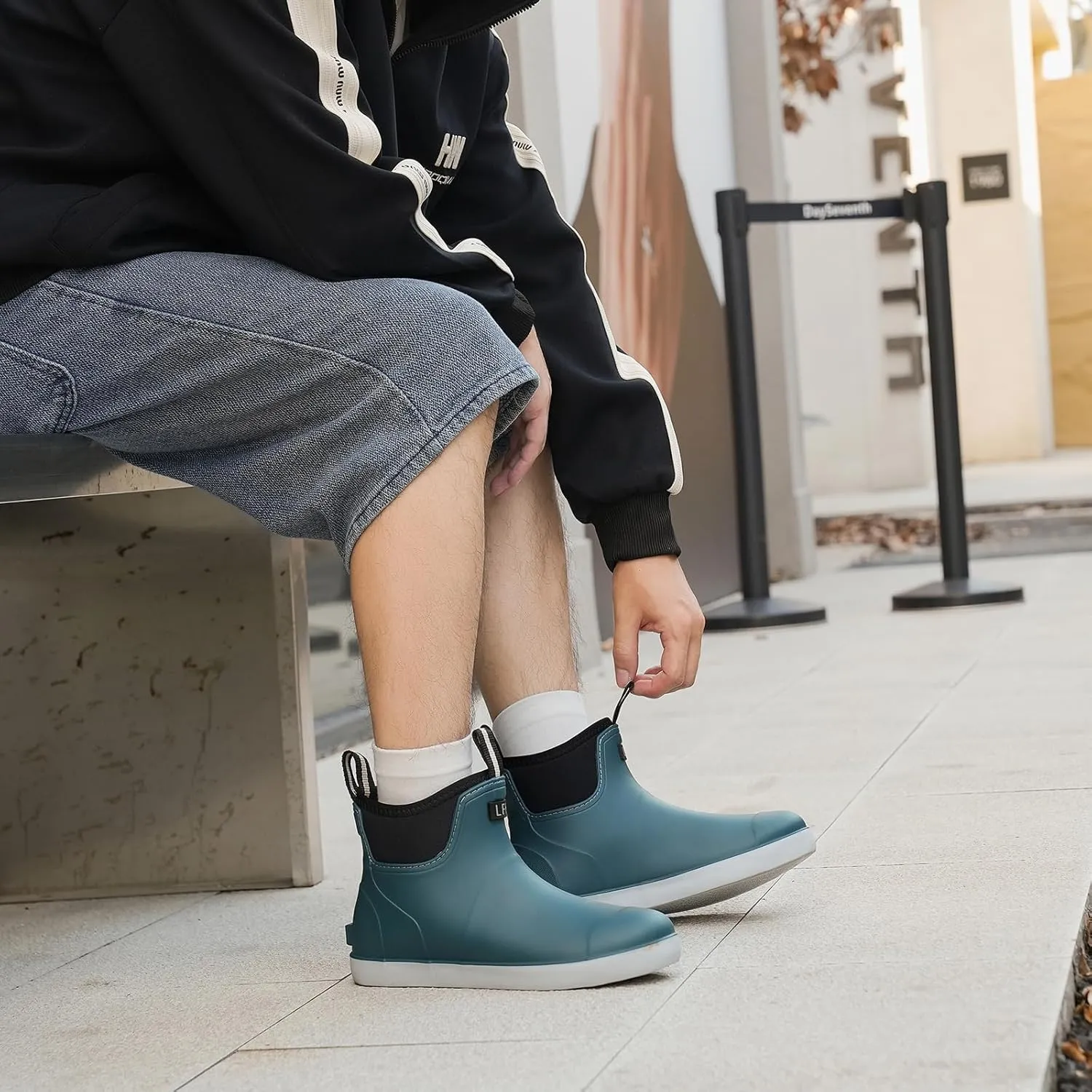 Rain Boots for Men, Waterproof Ankle Mens Deck Boots Anti-Slip Comfort Rubber Boots Chelsea Garden Shoes for Yard Fishing Outdoor Work