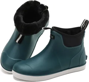 Rain Boots for Men, Waterproof Ankle Mens Deck Boots Anti-Slip Comfort Rubber Boots Chelsea Garden Shoes for Yard Fishing Outdoor Work