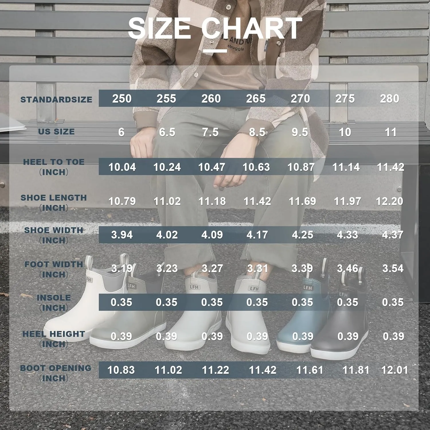 Rain Boots for Men, Waterproof Ankle Mens Deck Boots Anti-Slip Comfort Rubber Boots Chelsea Garden Shoes for Yard Fishing Outdoor Work