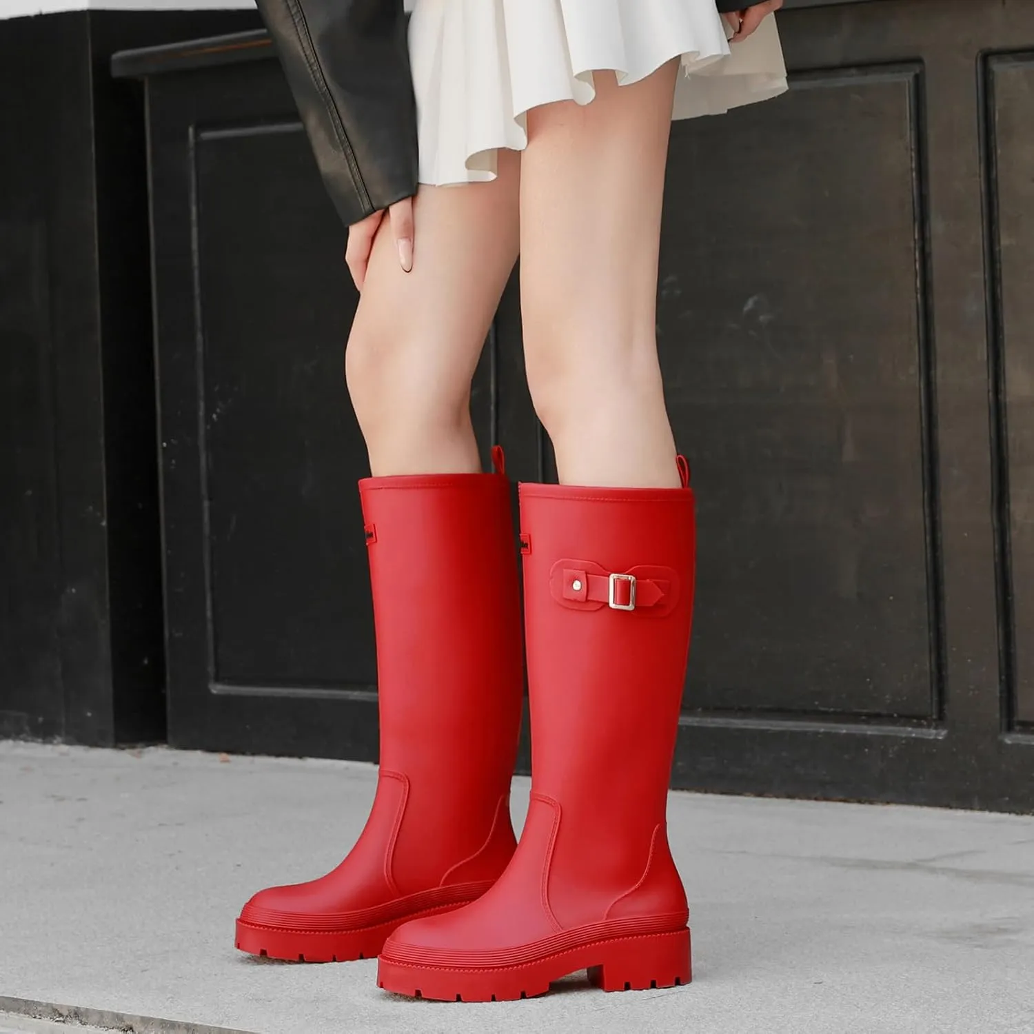Rain Boots for Women, Anti-Slip Rubber Boots Waterproof Garden Muck Boots Durable Slip Resistant, Tall Water Shoes Comfort Fishing Boot Knee High Work