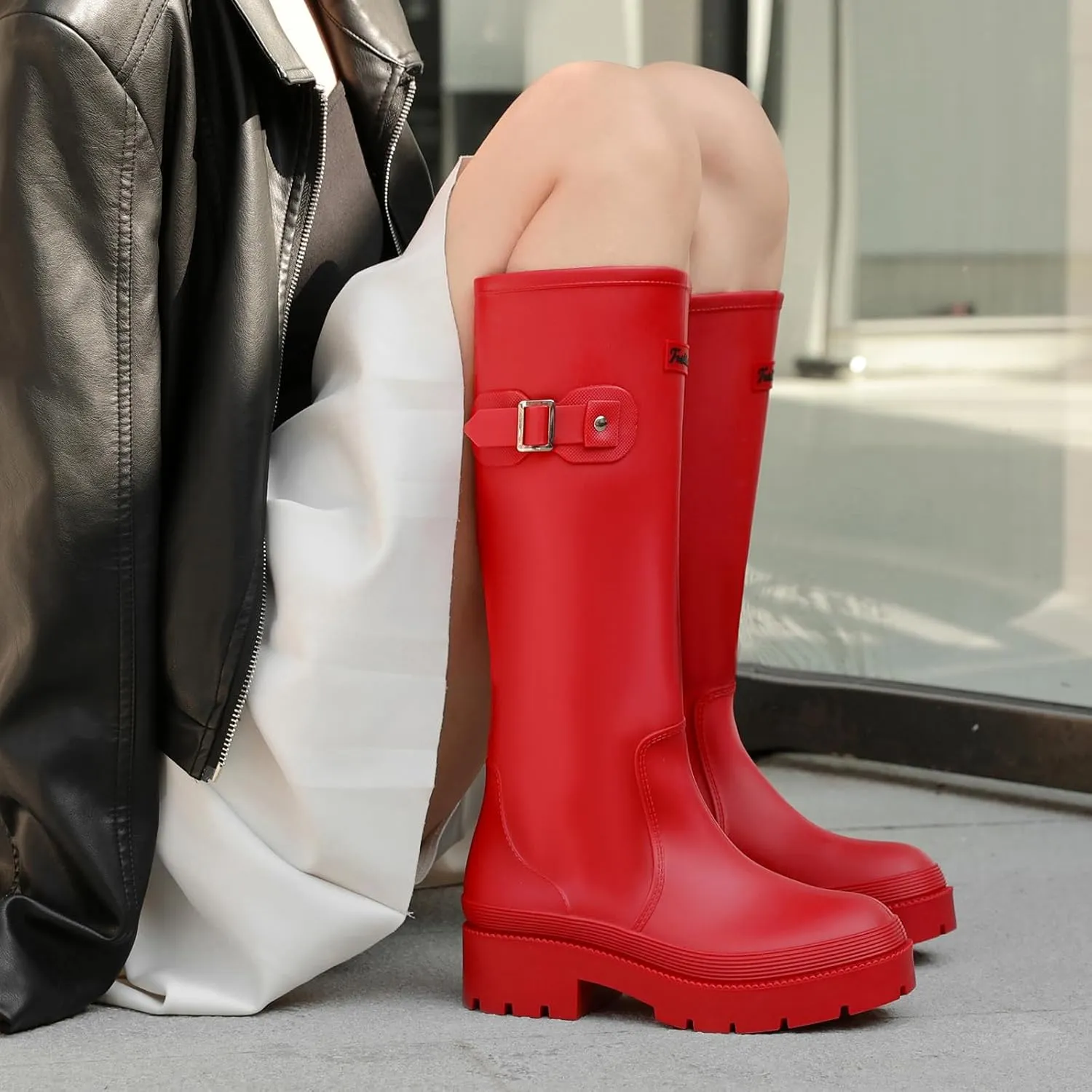 Rain Boots for Women, Anti-Slip Rubber Boots Waterproof Garden Muck Boots Durable Slip Resistant, Tall Water Shoes Comfort Fishing Boot Knee High Work