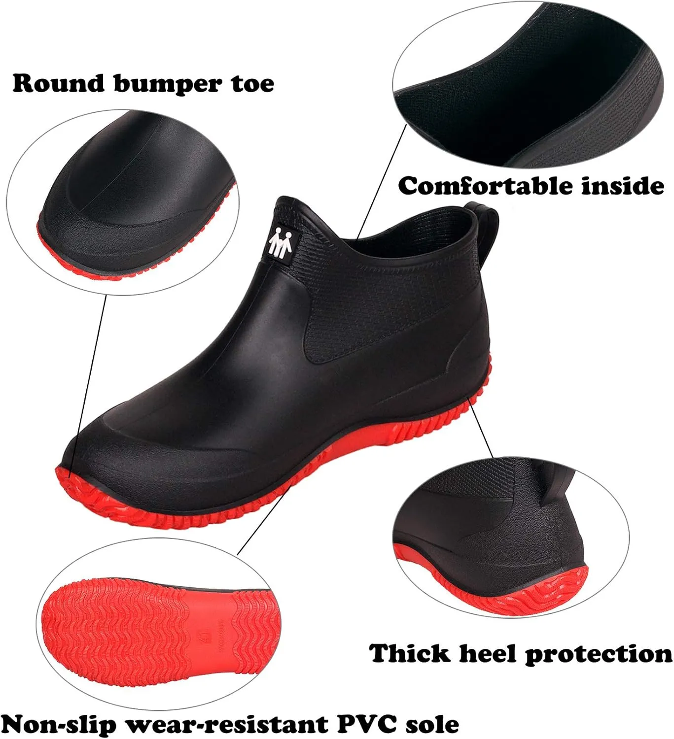 Rain Boots for Women Waterproof Garden Boots Unisex Rubber Ankle Boots Non-Slip Car Wash Footwear Work Booties for Camping, Lawn Care, Gardening