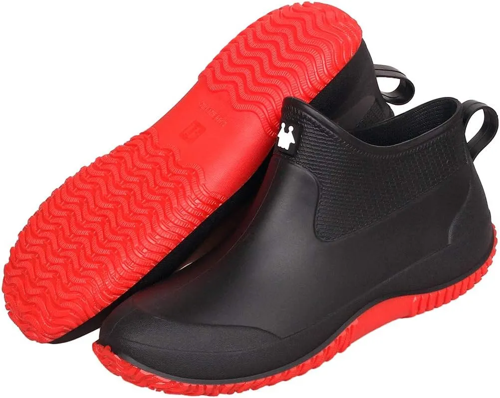 Rain Boots for Women Waterproof Garden Boots Unisex Rubber Ankle Boots Non-Slip Car Wash Footwear Work Booties for Camping, Lawn Care, Gardening