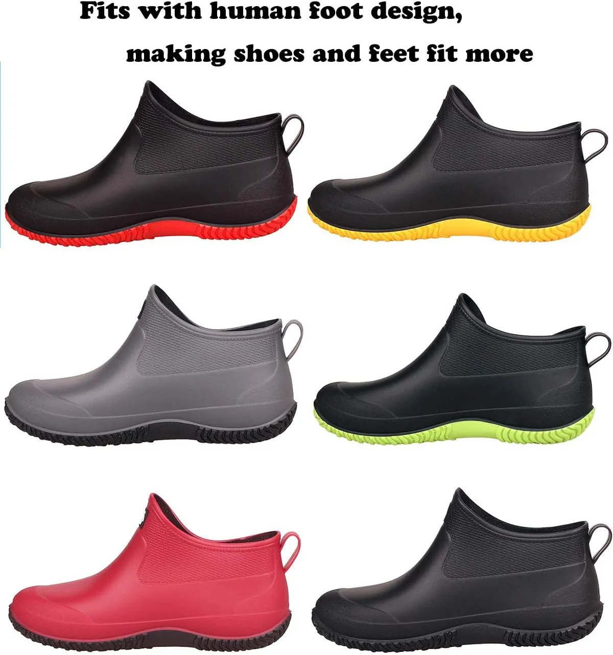 Rain Boots for Women Waterproof Garden Boots Unisex Rubber Ankle Boots Non-Slip Car Wash Footwear Work Booties for Camping, Lawn Care, Gardening