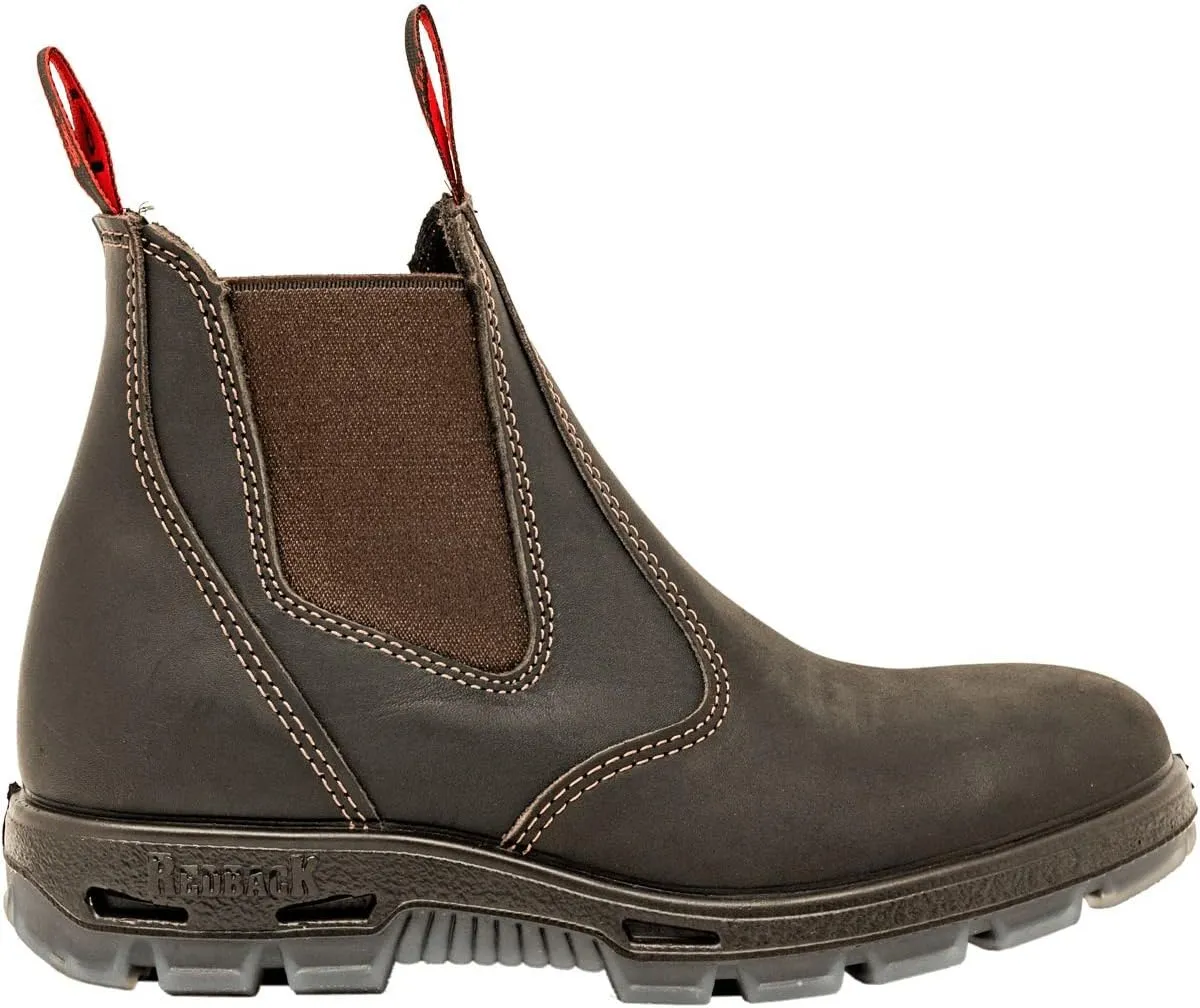Redback Men's Safety Bobcat USBOK Elastic Sided Steel Toe Dark Brown Leather Work Boot (4.5 AU 3E (5.5 M US Men))