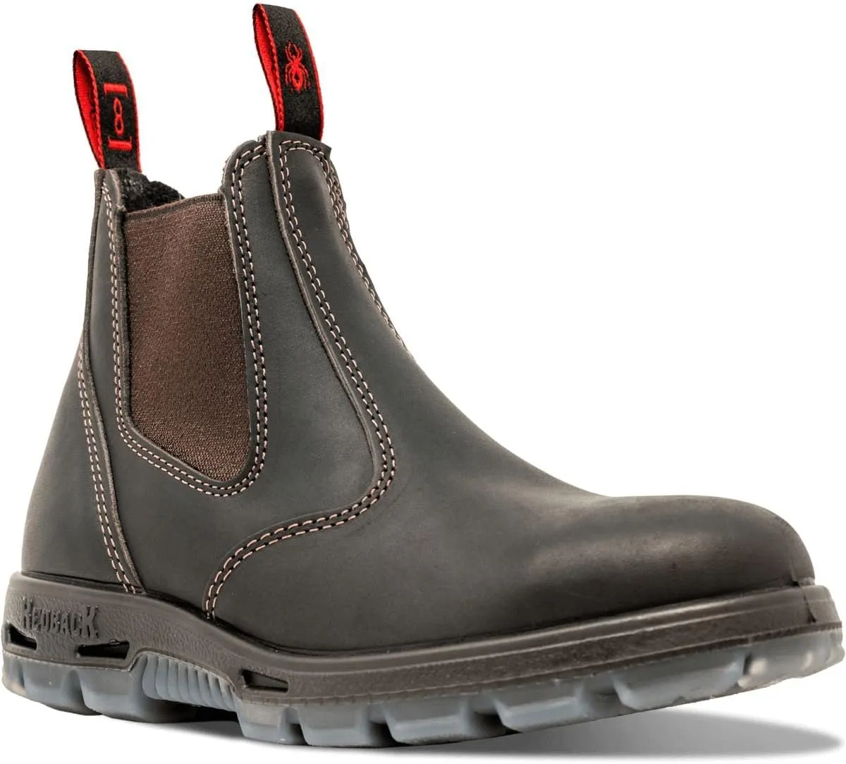 Redback Men's Safety Bobcat USBOK Elastic Sided Steel Toe Dark Brown Leather Work Boot (4.5 AU 3E (5.5 M US Men))